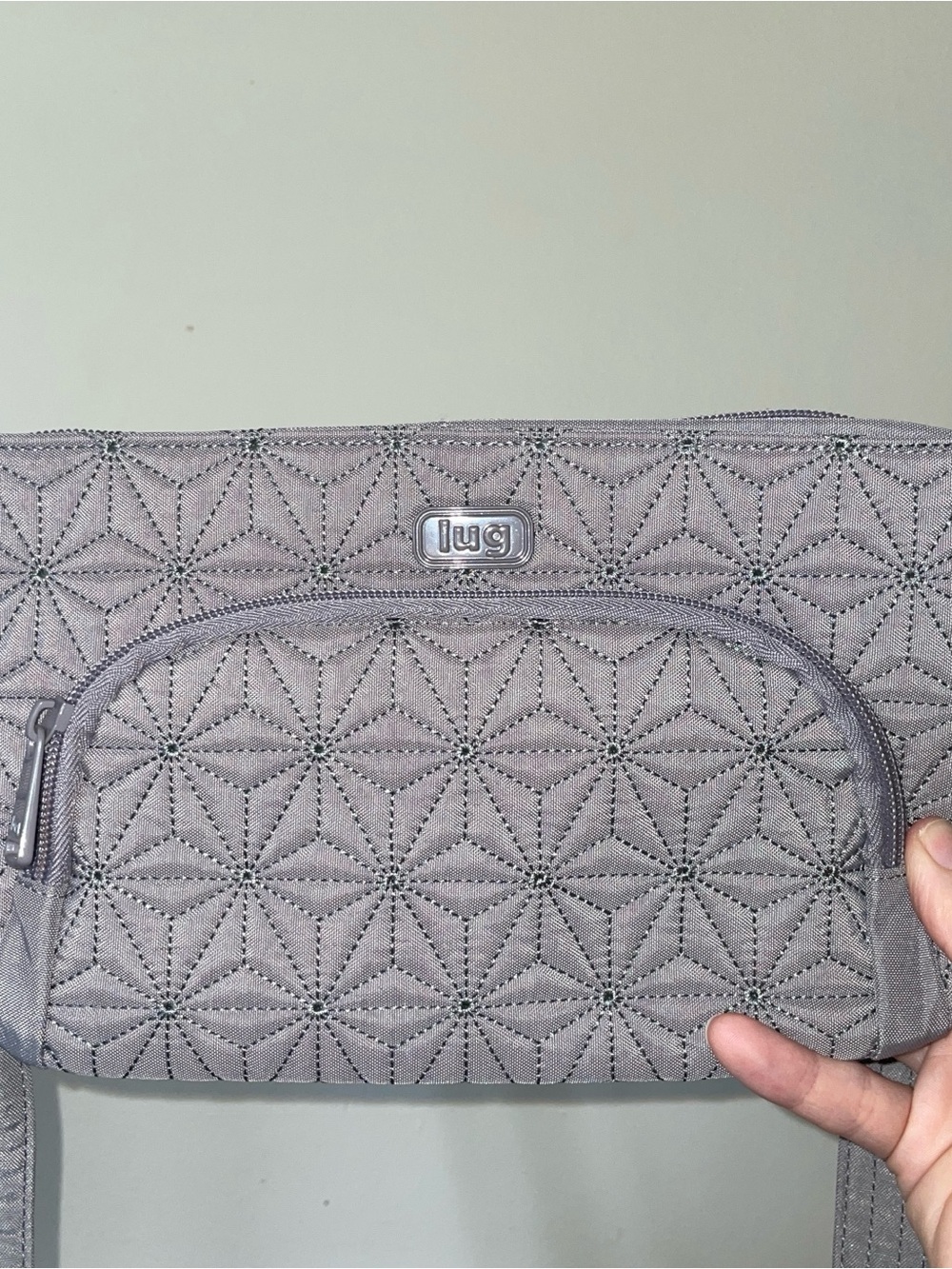 lug Quilted Crossbody Bag in Gray -lug flyer